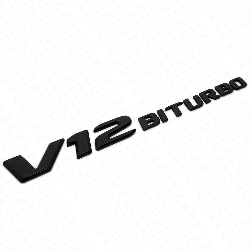 2pcs 17+ V12 BITURBO AMG Side Fender Marker Nameplate Emblem Badge Matte Black