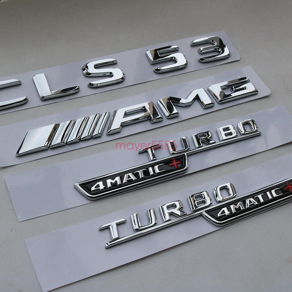 NEW Chrome CLS53 AMG TURBO 4 MATIC Trunk Emblem Badge Sticker for Mercedes Benz