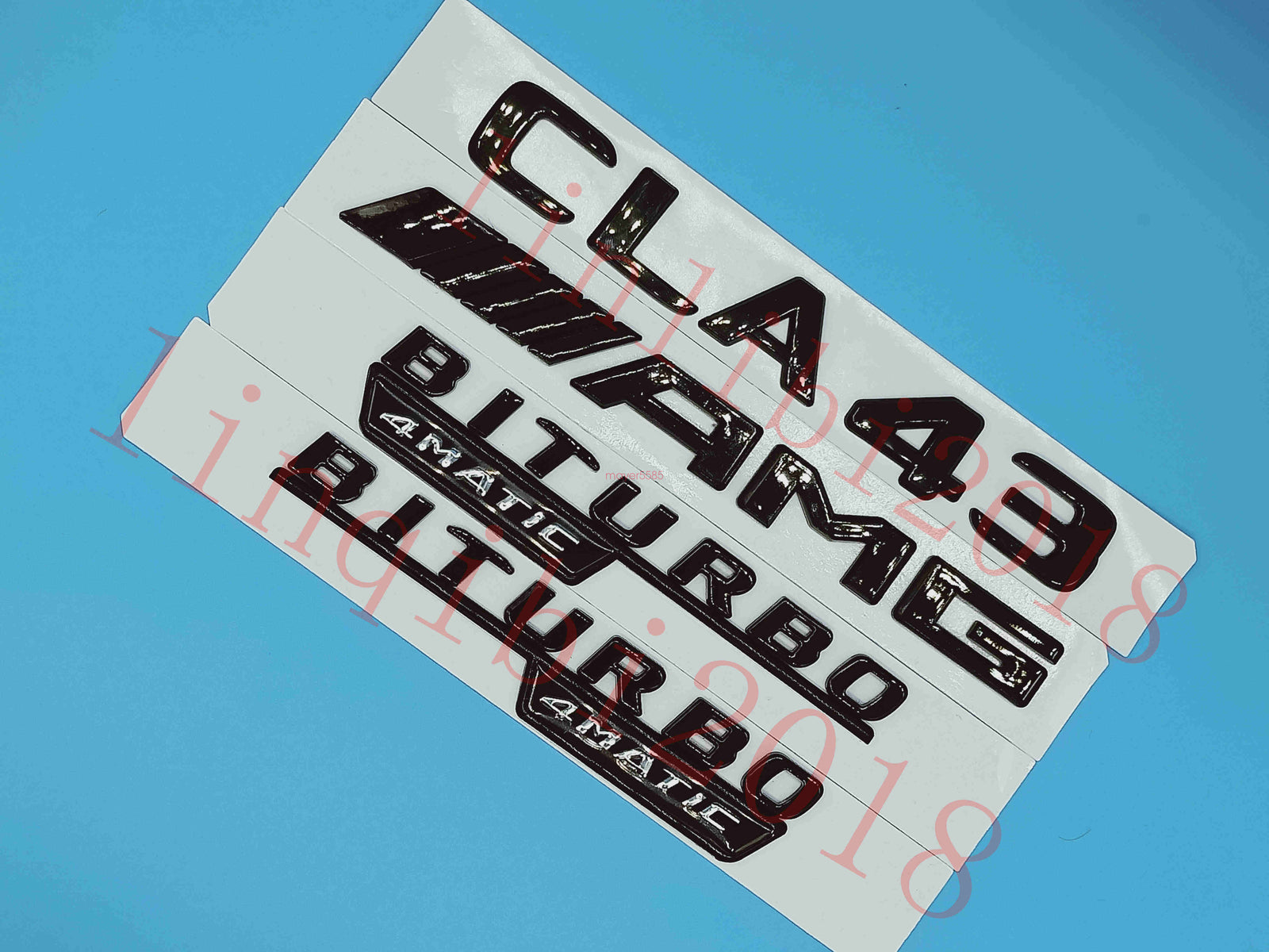 Flat Gloss Black "CLA43 AMG BITURBO" Emblem Badge Sticker for Mercedes Benz CLA