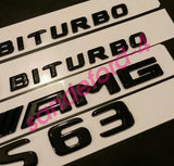 New Mercedes  S63 V8 BITURBO + AMG Badge Glossy Black Trunk Fender Emblem ben