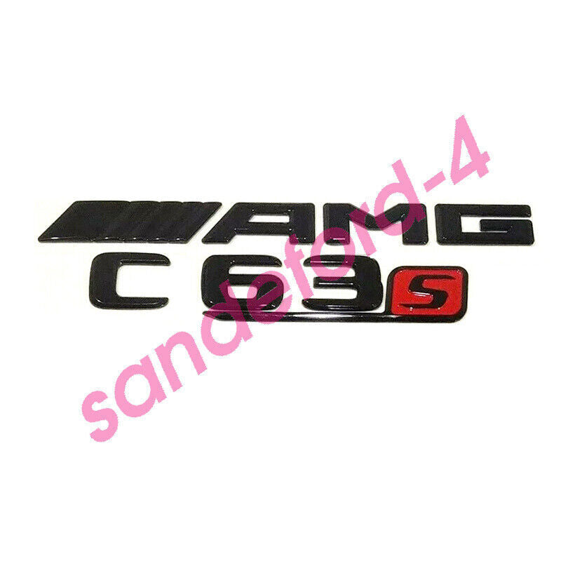 C63 S + AMG Gloss Black Red Trunk Emblem Badge Mercedes Benz C63S New 2018