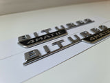 Pair of Biturbo 4matic side badge emblem silver chrome for Mercedes amg