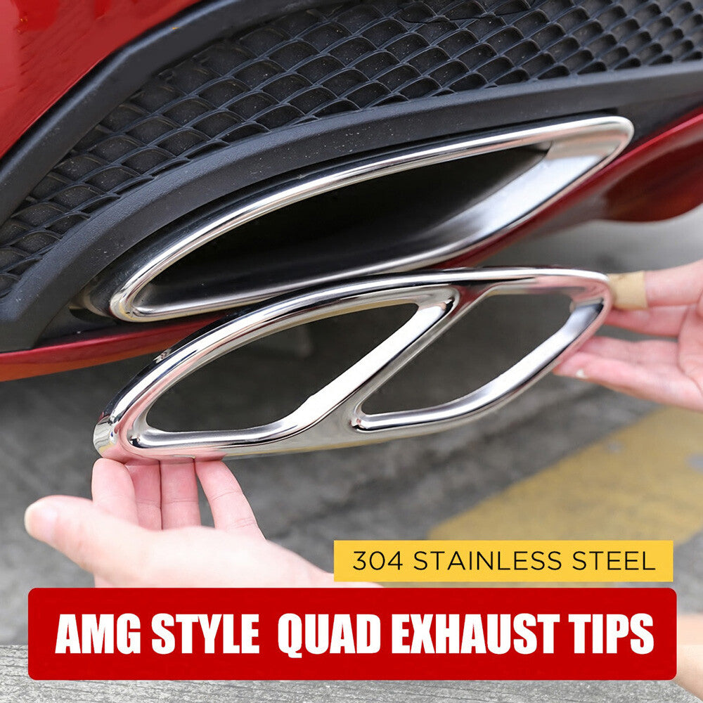 For A C E Class GLC CLA GLS GLE AMG Style Quad Exhaust Tips Tailpipe Cover Trim