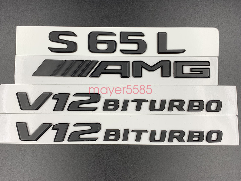 Glossy Black S65L AMG V12 BITURBO Trunk Emblem Badge Sticker For Mercedes Benz