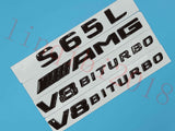 Gloss Black Flat S65L AMG+ V8 BITURBO Trunk Embl Badge Sticker for Mercedes Benz