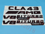 Gloss Black Flat CLA43 AMG V8 BITURBO Trunk Embl Badge Sticker for Mercedes Benz