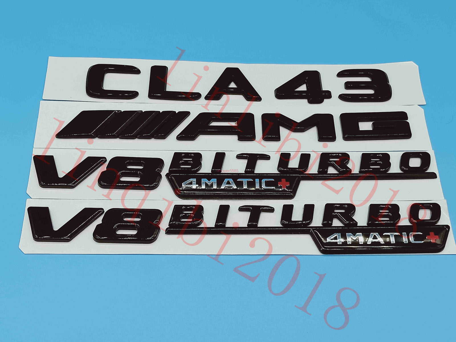 Gloss Black Flat CLA43 AMG V8 BITURBO Trunk Embl Badge Sticker for Mercedes Benz