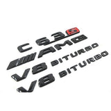 4PCS Gloss Black C63 S AMG V8 BITURBO Emblem Badge Set For Benz W205 C63 AMG