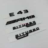 Matte black E43 AMG BITURBO 4 MATIC Trunk Emblem Badge Sticker for Mercedes Benz