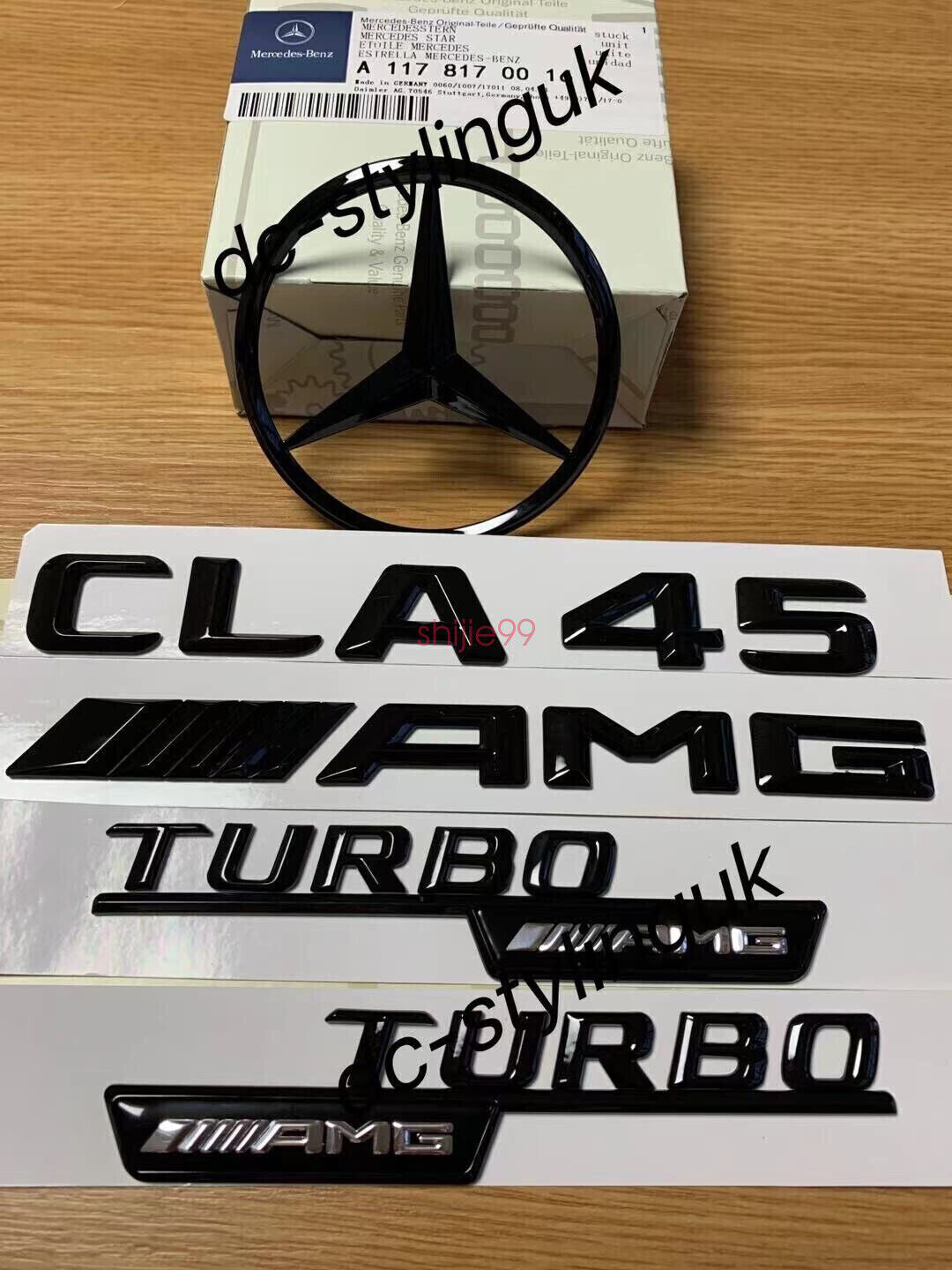 Gloss Black Rear Boot Star Badge & Emblems for Mercedes CLA45 AMG W117