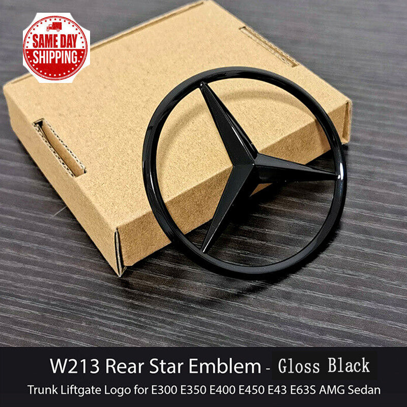 For W213 Gloss Black Star Trunk Emblem for Rear Lid Badge E63S E43 AMG
