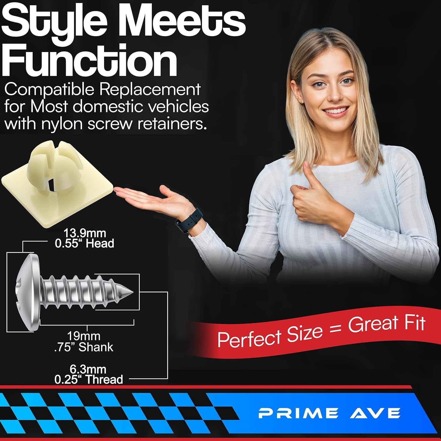 License Plate Screws with Nylon Inserts - Stainless Steel Rust Proof License...