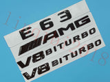 Gloss Black Flat E63 +AMG+ V8 BITURBO Trunk Embl Badge Sticker for Mercedes Benz