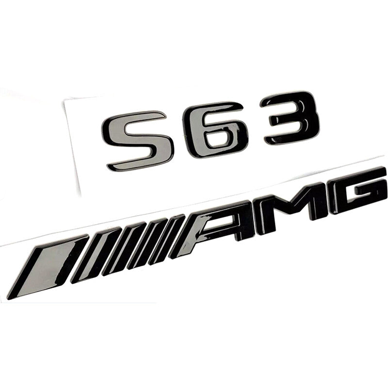 Gloss Black S63 AMG Rear Star Emblem Letter Logo Set for Mercedes W221 AMG SEDAN