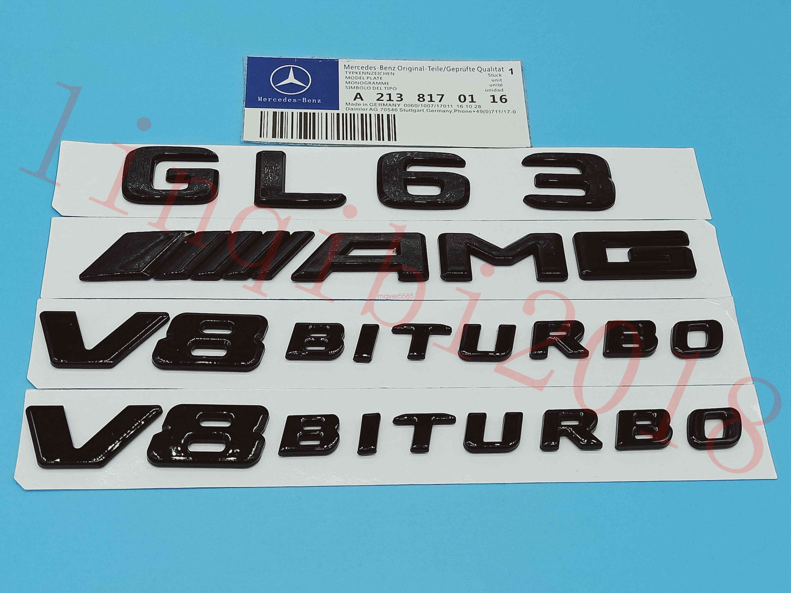 Gloss Black Flat GL63 AMG V8 BITURBO Trunk Embl Badge Sticker for Mercedes Benz