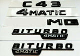 for MERCEDES C CLASS W205 C205 S205 C43 GLOSS BLACK C43+BITURBO+AMG+4MATIC