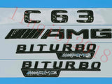 Flat Gloss Black C63 AMG BITURBO Trunk Embl Badge Sticker for 2017 Mercedes Benz