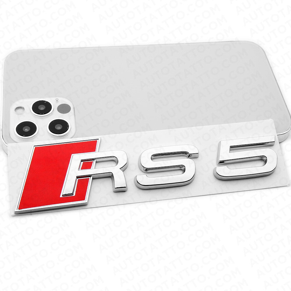 For Audi RS 5 OEM Chrome Rear Letter Tail Badge Trunk Emblem Badge Logo Sport