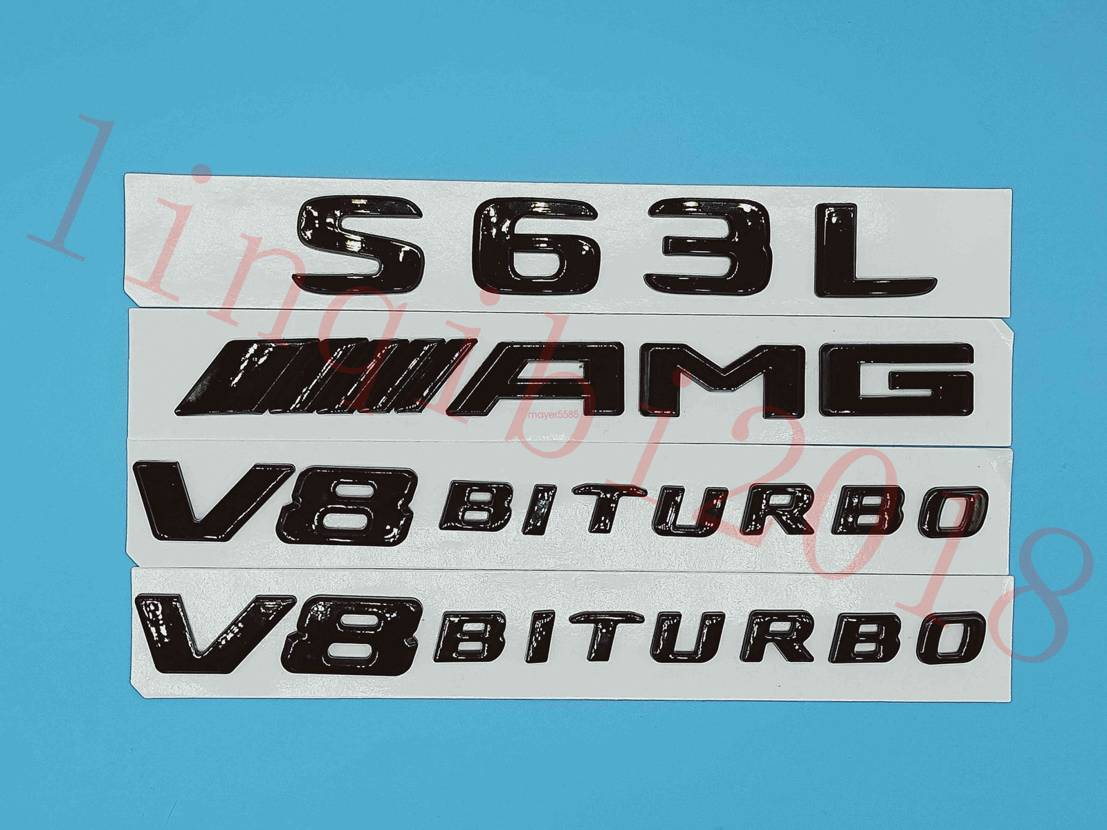 Gloss Black Flat S63L AMG+ V8 BITURBO Trunk Embl Badge Sticker for Mercedes Benz