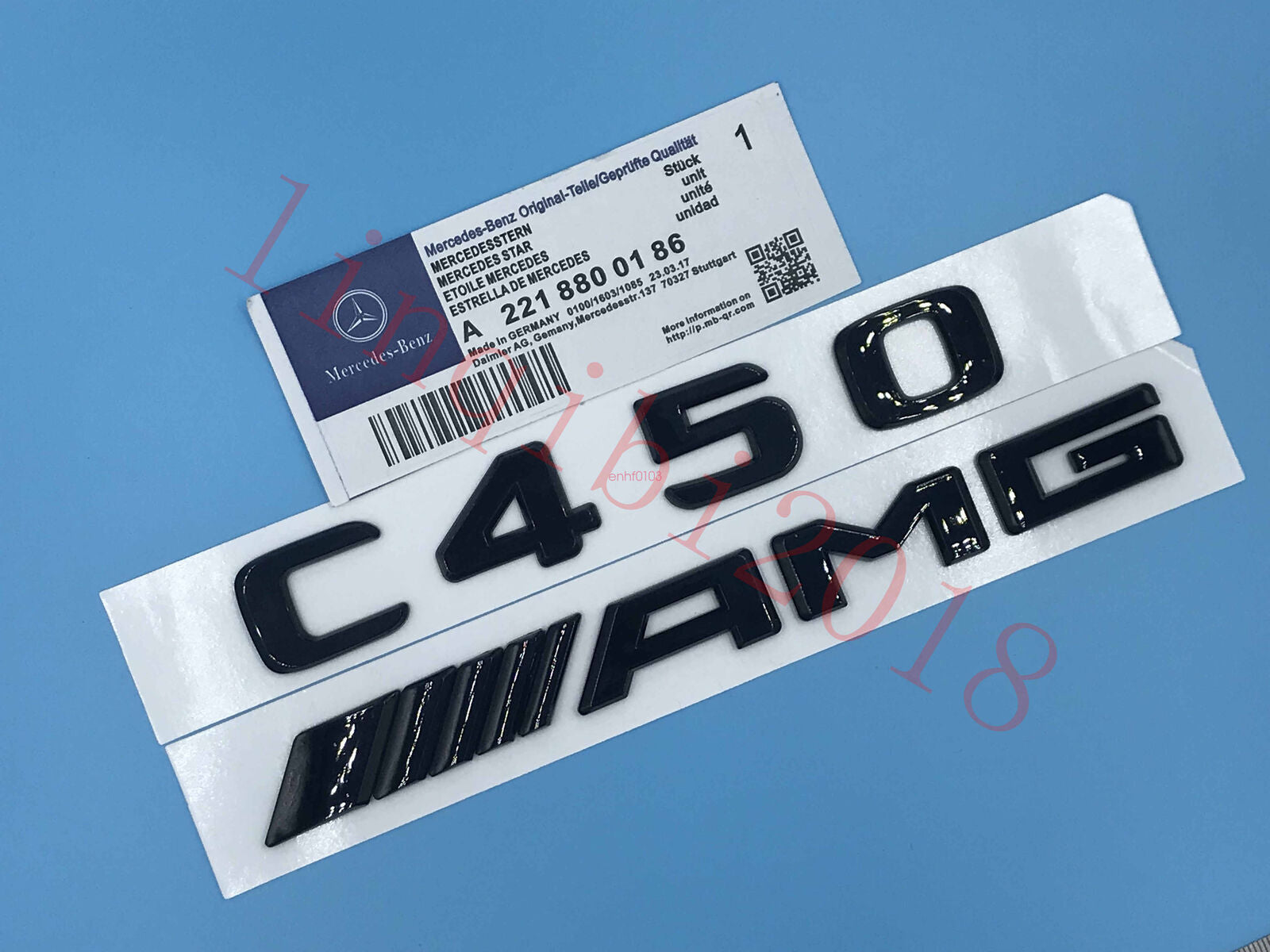 Gloss Black "C450 + AMG" Letters Trunk Embl Badge Sticker for Mercedes Benz C450