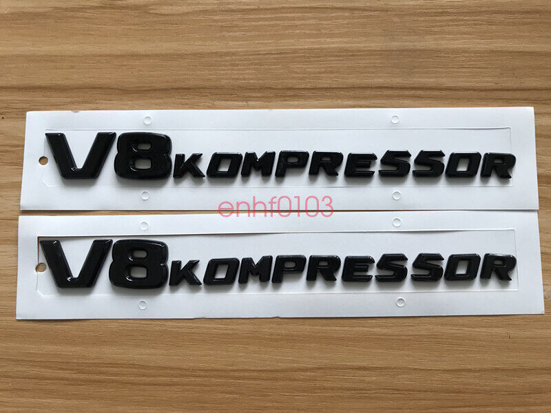 Glossy Black V8 KOMPRESSOR Car Sticker perform Badge Fender Side Grill For Benz
