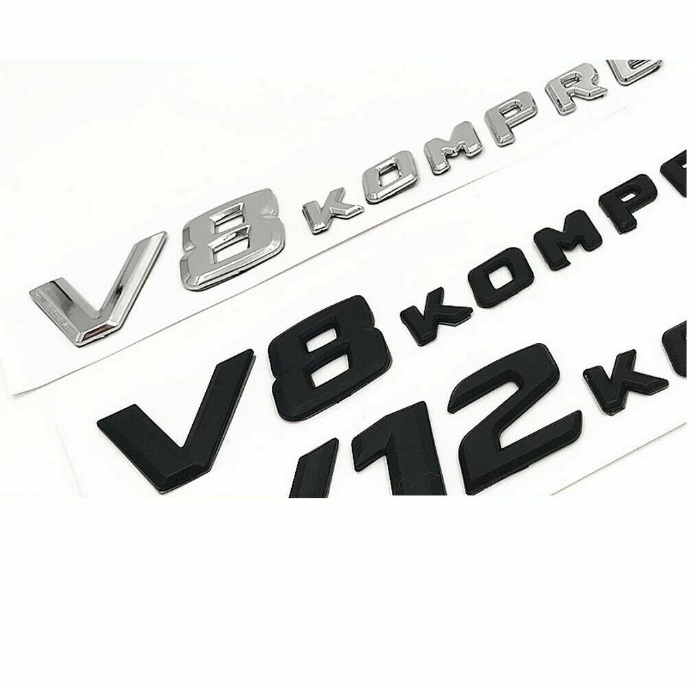 2 x Chrome Letters V8 KOMPRESSOR Emblem Badge Emblems for Mercedes Benz AMG