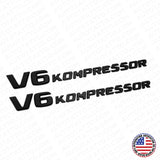 2x Mercedes 02-04 Matte Black V6 Kompressor Side Fender Logo Marker Emblem Badge
