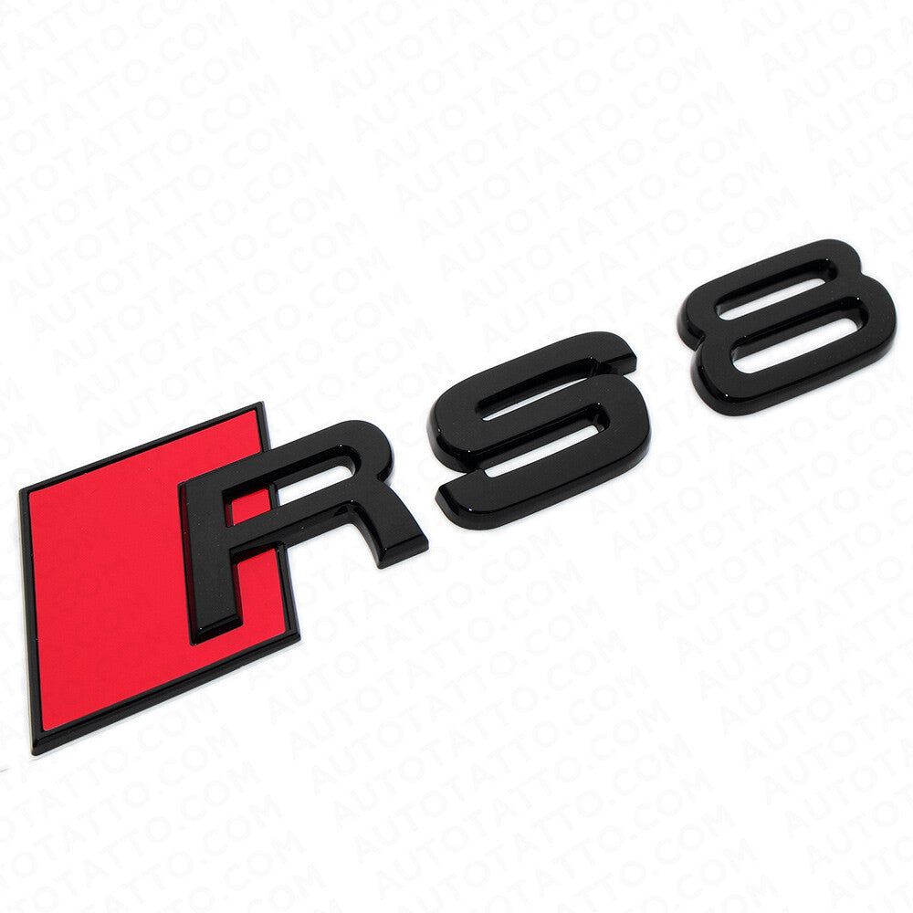 For Audi RS 8 Gloss Black Rear Letter Tail Badge Trunk Emblem Badge Logo Sport