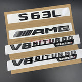 Glossy Black S63L AMG V8 BITURBO Trunk Emblem Badge Sticker For Mercedes Benz