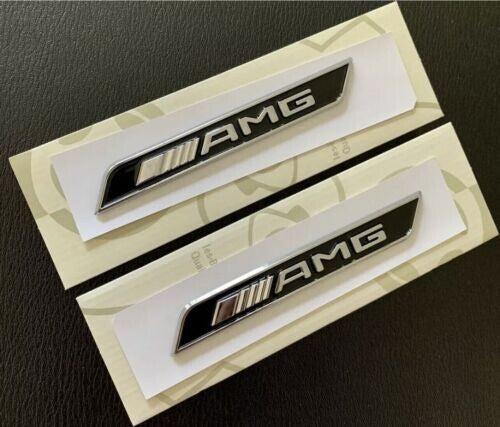 2 x AMG Chrome Side Decal Badge Sticker for Mercedes-Benz AMG Sport