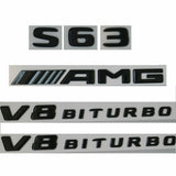 Gloss Black Letters S63 AMG V8 BITURBO Trunk Fender Emblems for Mercedes Benz