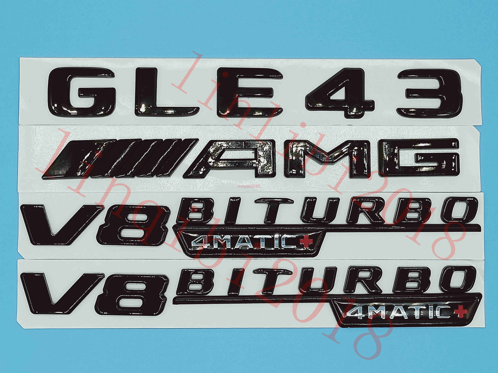Gloss Black Flat GLE43 AMG V8 BITURBO Trunk Embl Badge Sticker for Mercedes Benz