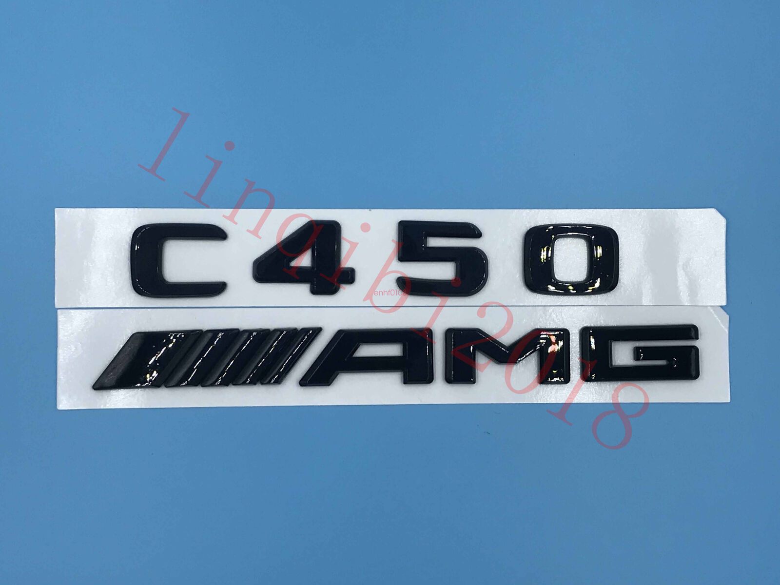 Gloss Black "C450 + AMG" Letters Trunk Embl Badge Sticker for Mercedes Benz C450