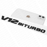 2pcs 17+ V12 BITURBO AMG Side Fender Marker Nameplate Emblem Badge Matte Black
