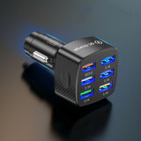 USB 6 Ports Car Charger Adapter LED Display QC 3.0 Fast Charging Accessories