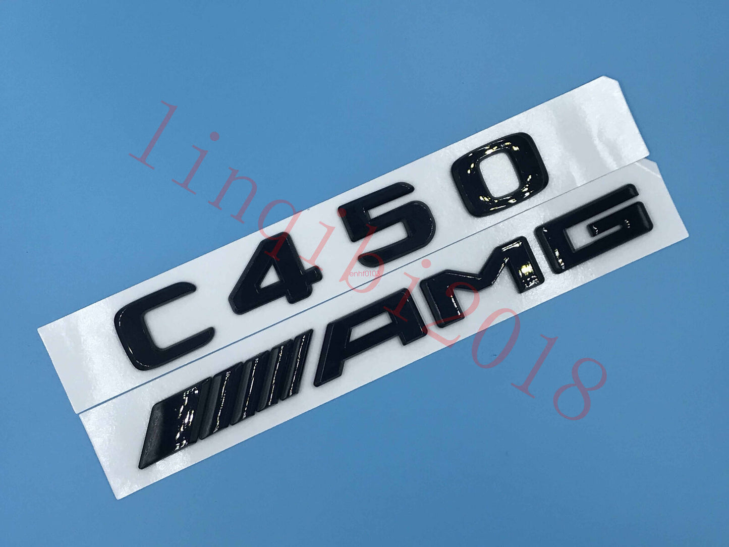 Gloss Black "C450 + AMG" Letters Trunk Embl Badge Sticker for Mercedes Benz C450