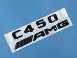 Gloss Black "C450 + AMG" Letters Trunk Embl Badge Sticker for Mercedes Benz C450
