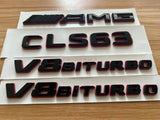 Black RED CLS63 AMG V8 BITURBO Emblem Badge Sticker Set For Mercedes CLS63