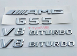 Chrome " G55 AMG V8 BITURBO " Letters Trunk Embl Badge Sticker for Mercedes Benz