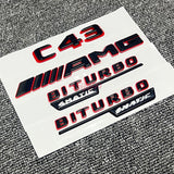 Black C43 AMG BITURBO 4MATIC Rear Star Emblem Badge Set For Mercedes C43 W205