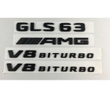 Black GLS63 AMG V8 BITURBO Trunk Fender Emblems Badges for Mercedes Benz X166