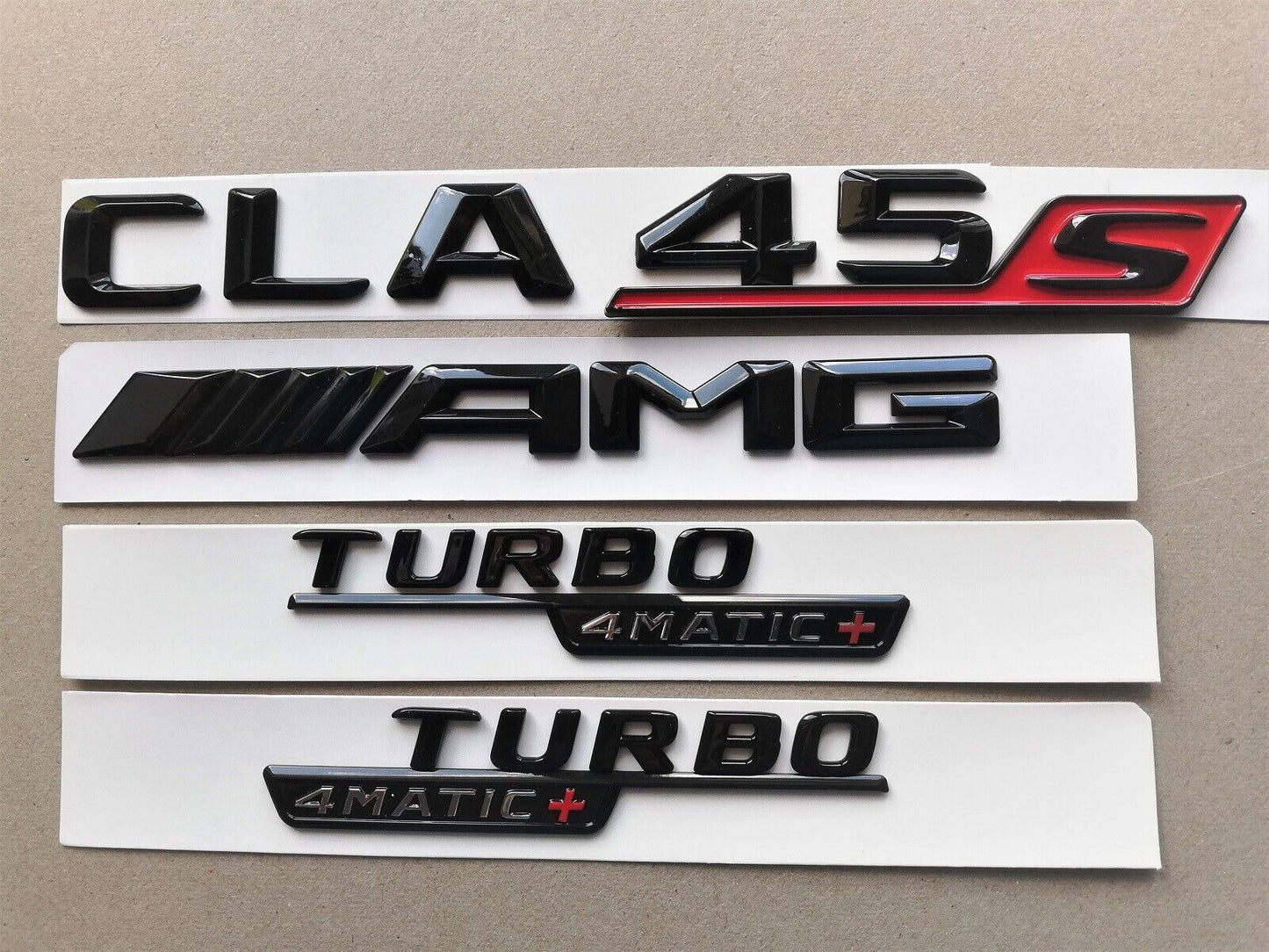 Gloss Black Rear Badges Emblems For MERCEDES C118 X118 CLA45S AMG TURBO 4MATIC+