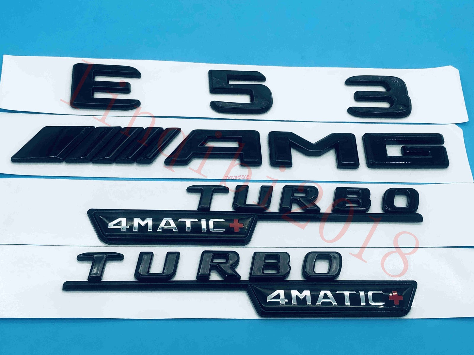 Gloss black E53 AMG TURBO 4 MATIC Trunk Emblem Badge Sticker for Mercedes Benz