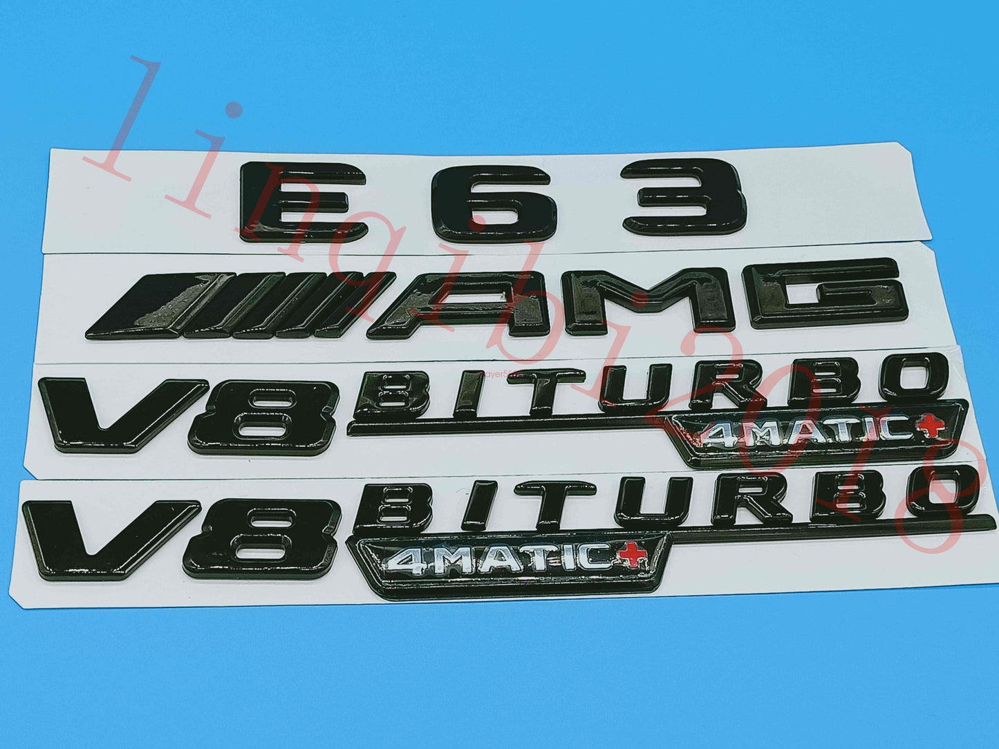 Gloss Black Flat "E63 AMG V8 BITURBO" Trunk Embl Badge Sticker for Mercedes Benz