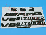 Gloss Black Flat "E63 AMG V8 BITURBO" Trunk Embl Badge Sticker for Mercedes Benz