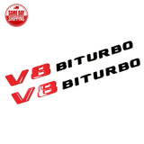 S63 + AMG + V8 BITURBO GLOSSY BLACK RED Emblem Badge for Mercedes Benz S63 2018+