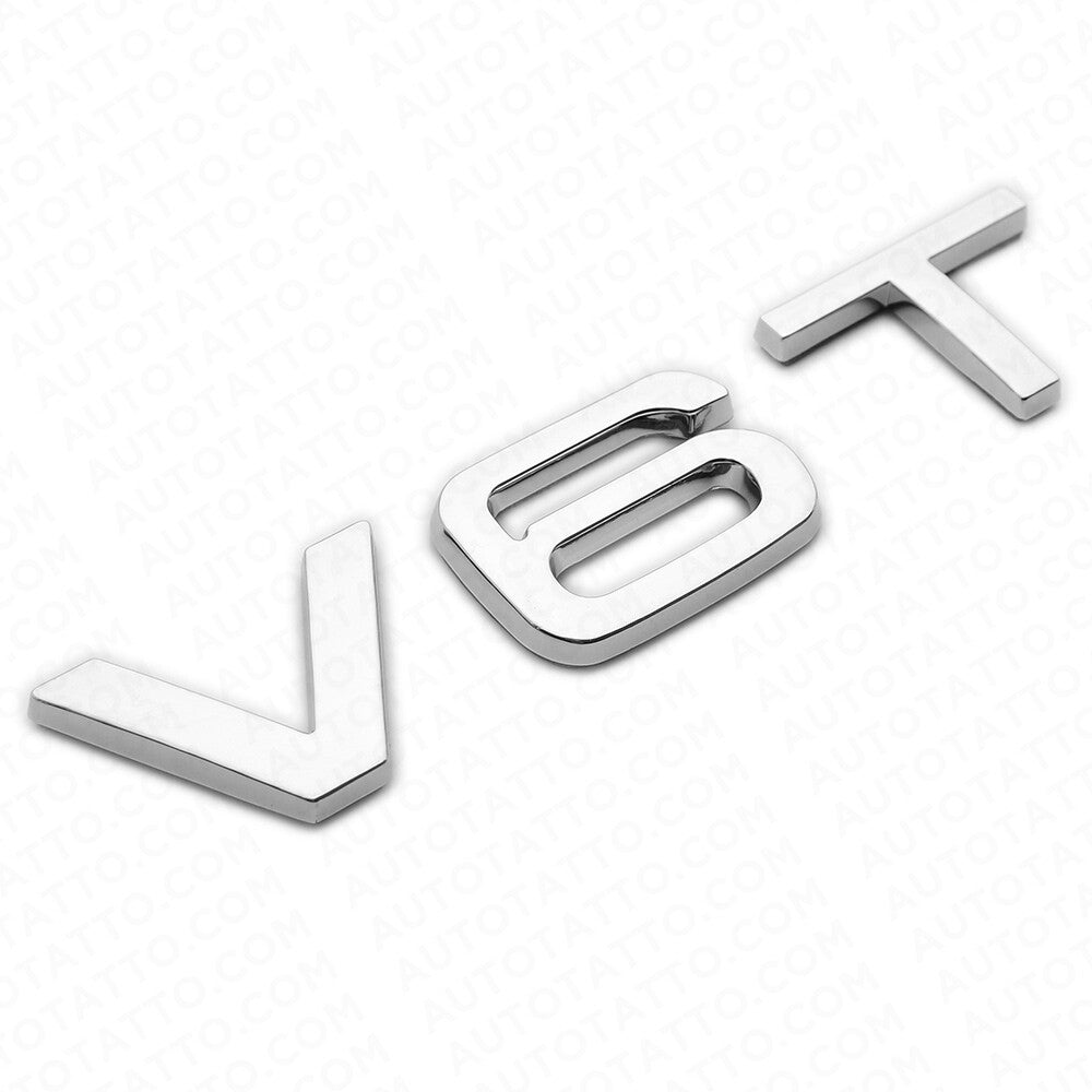 2x Audi OEM Chrome V6T Side Fender Marker Letter Nameplate Emblem Badge Sport