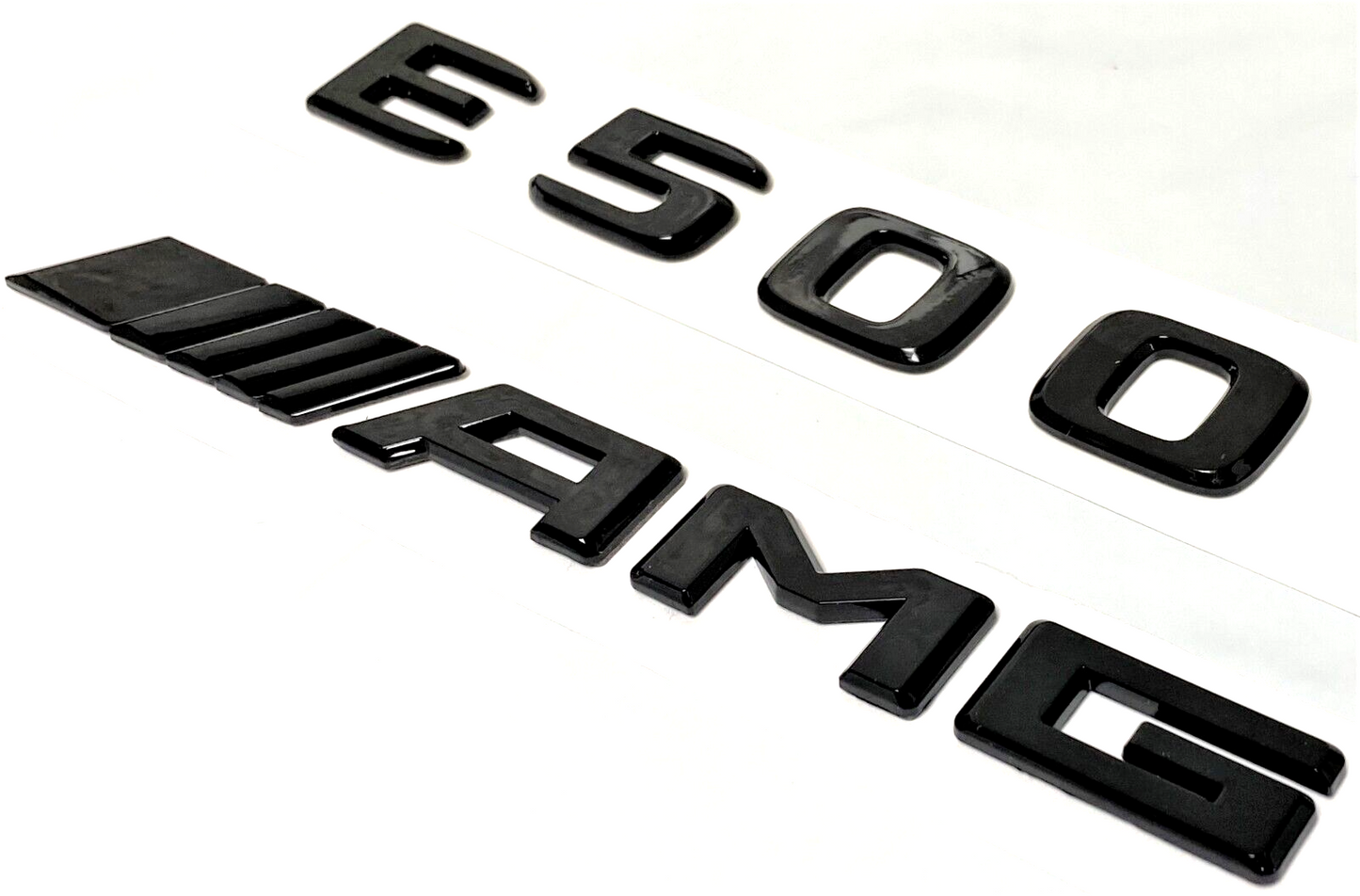 BLACK E500 + AMG FOR MERCEDES REAR TRUNK EMBLEM BADGE NAMEPLATE DECAL NUMBERS