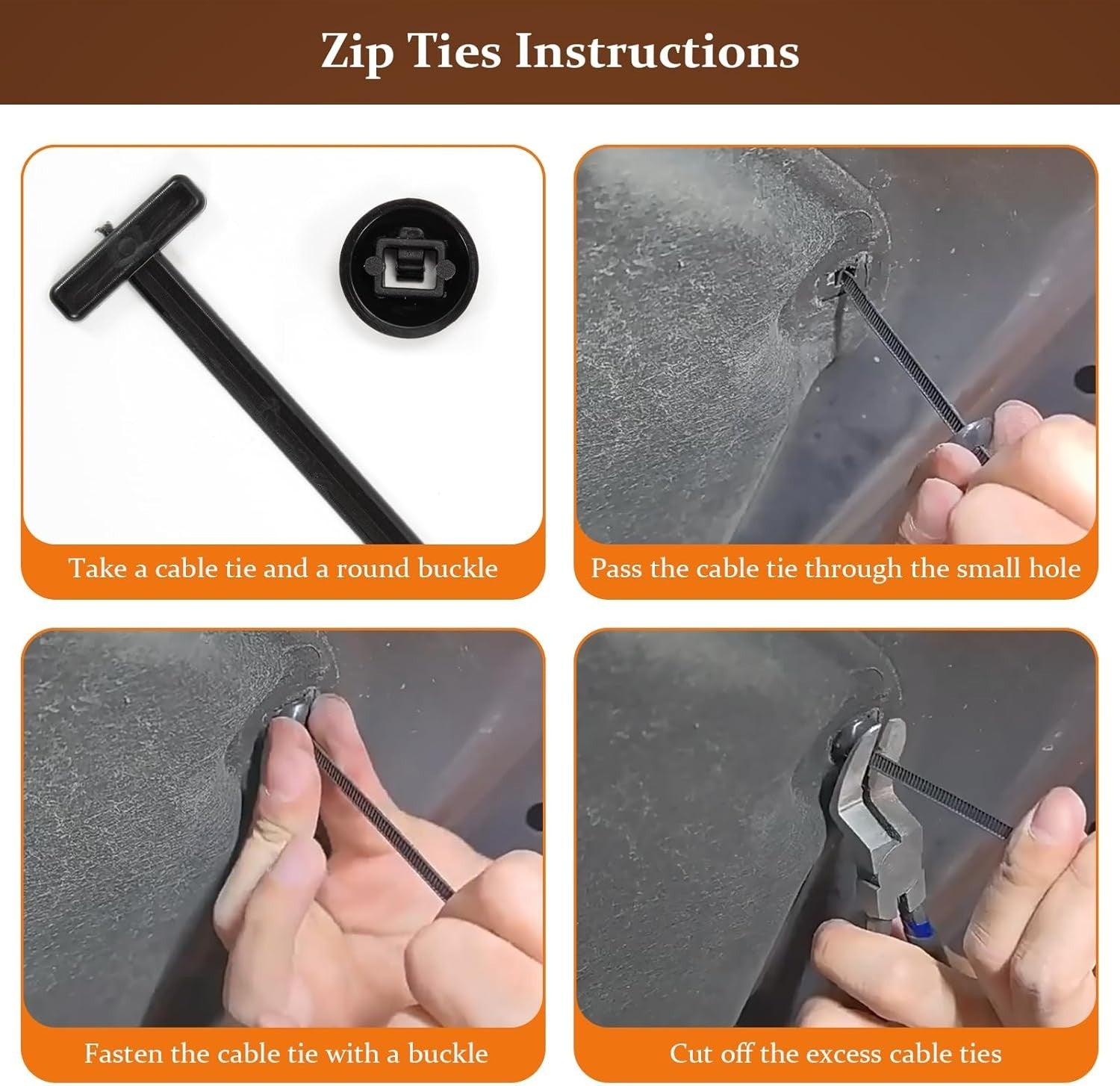 100 PCS Nylon Universal Cable Tie Buckle，Heavy Duty Self-Locking Zip Ties Holder
