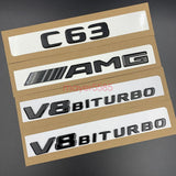 Glossy Black C63 AMG V8 BITURBO Trunk Emblem Badge Sticker For Mercedes Benz C63